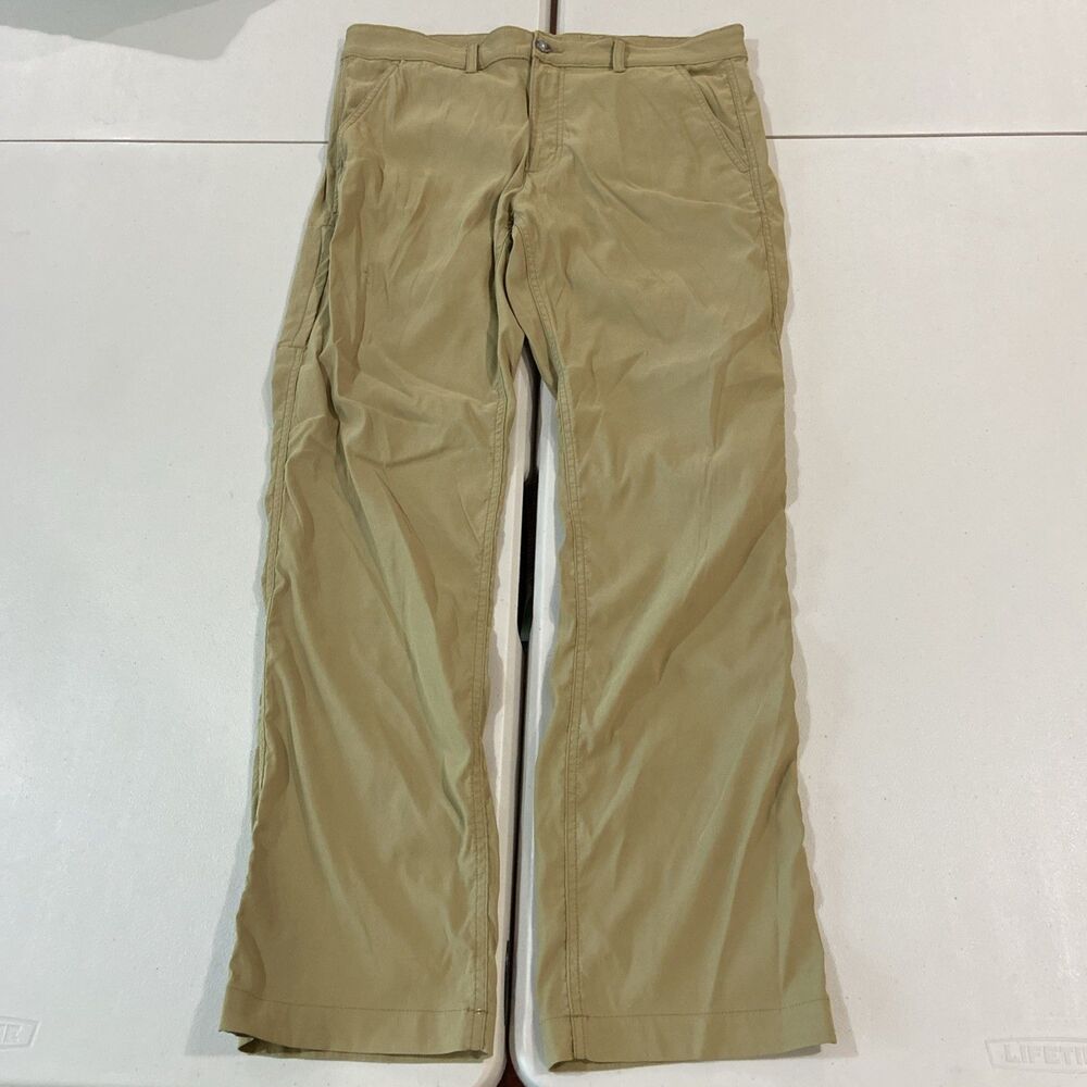 Eddie Bauer Men Horizon Guide Chino Pants Khaki 34x32 Straight Leg Hiking Travel